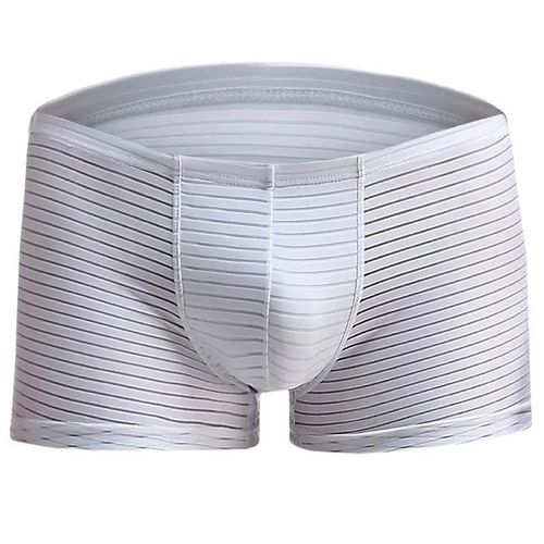 Sous-Vêtements En Soie Glacée Pour Hommes,Mince,Transparent,Sexy,Respirant,Une Pièce,Boxer.Blanc.2xl