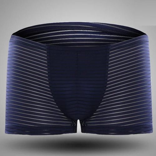Sous-Vêtements En Soie Glacée Pour Hommes,Mince,Transparent,Sexy,Respirant,Une Pièce,Boxer.Royal Blue.2xl