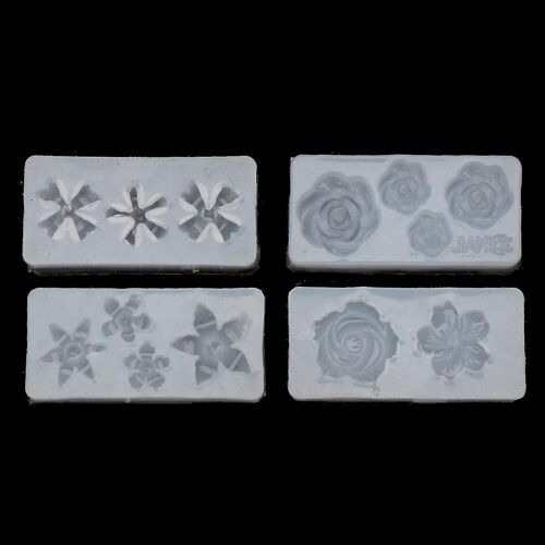 Cristal Résine Époxy Moule Transparent Mini 4pcs Fleurs Moule De Coulée