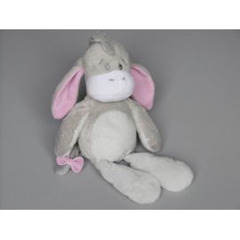 Doudou Âne Peluche Bourriquet Floppy Gris Blanc Rose Papillon 32 Cm Disney Nicotoy