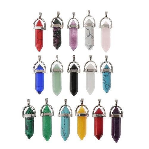 16x Cristal Breloque Forme De Balle Cornaline Collier Pendentif Pour La Fabrication De Bijoux