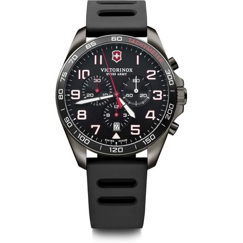 Montre Homme Fieldforce Sport Chrono Ø 42 Mm,Swiss Made,Quartz Analogique,Étanche Jusqu¿À 100 M,Bracelet Caoutchouc,Noir