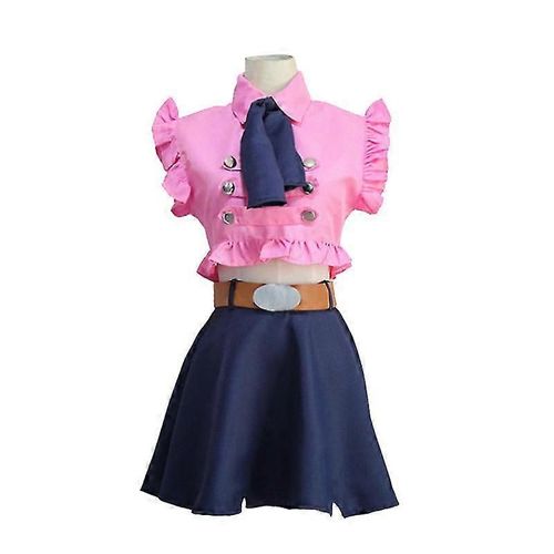 Costume De Cosplay D'elizabeth Liones, The Seven Deadly Sins, Robe Rose, Perruque, Uniforme, Jupe, Costume D'halloween Pour Femme, Taille Xl