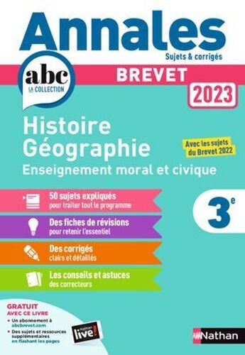Annales Abc Du Brevet 2023 - Histoire-Géographie-Emc 3e - Sujets Et Corrigés + Fiches De Révisions - Epub