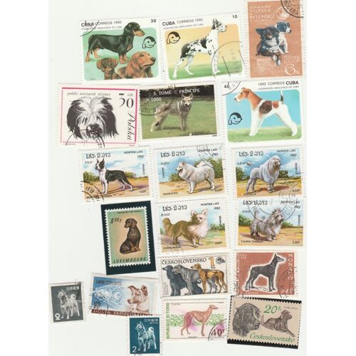 19 Timbres De Divers Pays - Animaux - Chiens