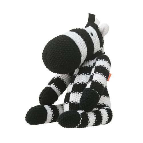 Doudou Zebre Noir Et Blanc Tricot Hema Peluche Jouet Bebe Naissance Enfant