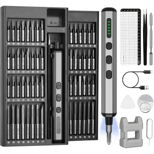 SUBZONAL-Mini-tournevis électrique, Set de Tournevis de Précision 72 en 1, avec 64 Embouts Magnétiques, Tournevis Electrique Rechargeable 5 Vitesses pour Téléphone Portable, PC, Lunettes, Montres
