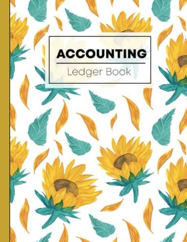 Accounting Ledger Book: Large Simple Accounting Ledger Book For Bookkeeping And Small Business - 110 Pages - Income Expense Account Notebook Flowers In Orange On White Pattern