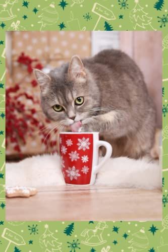 Christmas Cat Notebook: Holly Jolly Cup Of Cheer Kitty Journal