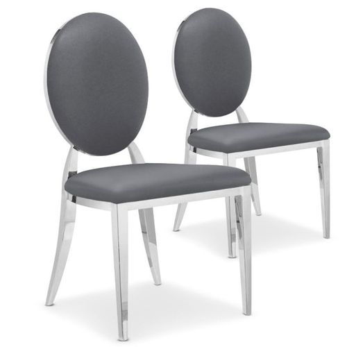 Paris Prix - Lot De 2 Chaises Médaillon "Tatianna" 90cm Gris
