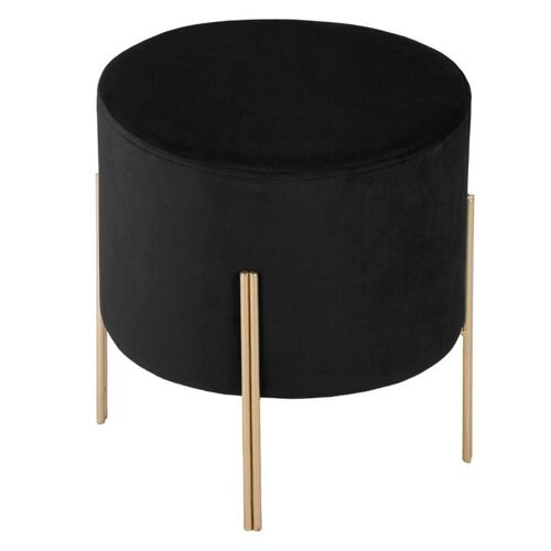 Tabouret Design en Velours "Living" 40cm Noir & Or