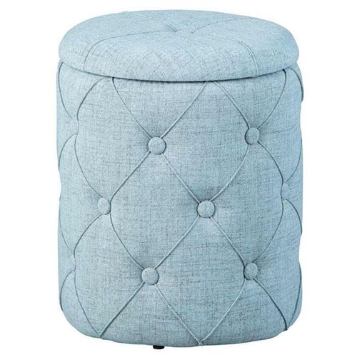 Paris Prix - Pouf De Rangement Capitonné "Elio" 40cm Bleu