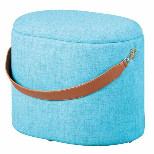 Paris Prix - Pouf De Rangement À Anse "Dumont" 42cm Turquoise