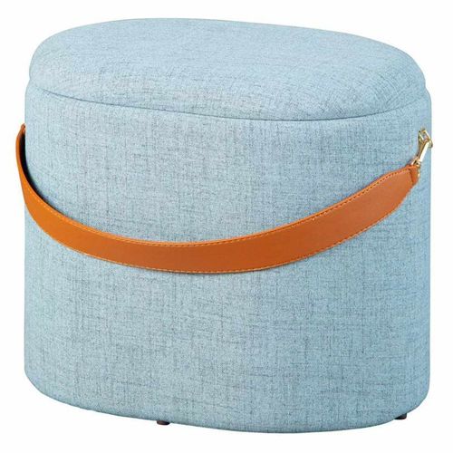 Paris Prix - Pouf De Rangement À Anse "Dumont" 42cm Bleu