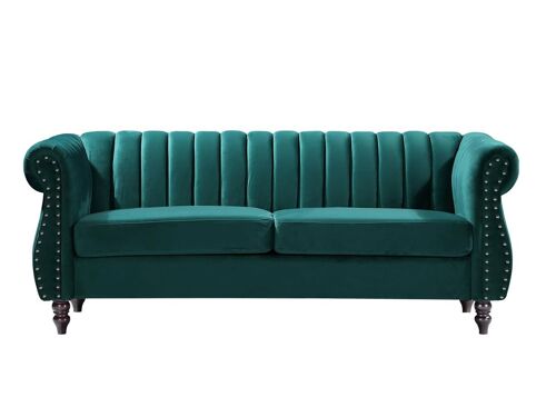 Canapé chesterfield 3 places en velours vert émeraude TRUMBO