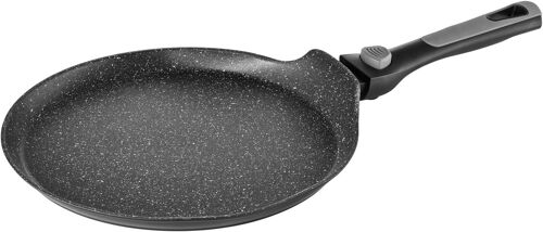 Subzonal-Pcui002008 - Poêle À Crêpes En Aluminium Forgé Pierra Ø28cm - Revêtement Anti-Adhésif Façon Pierre - Manche Amovible - Tout Feu, Induction, Noir