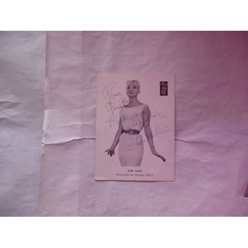 Élise Vallée - Carte De Présentation - Dédicacée Nominative Par L'artiste - Éd Véga - Non Daté - Année 60 ?