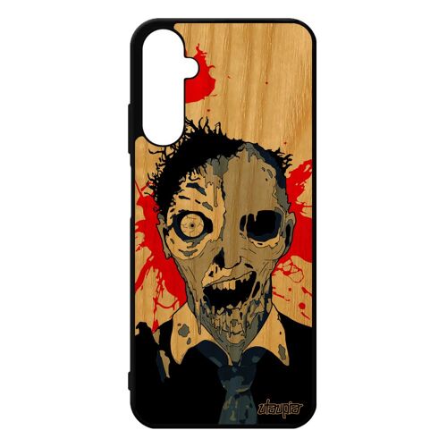Coque En Bois Veritable Silicone Pour Samsung A05s Zombie Squelette Fin Du Monde Mobile Sm-A057f Tache De Sang Bleu Horreur Galaxy