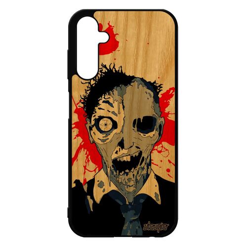 Coque Silicone De Protection Samsung A25 5g En Bois Zombie Squelette Bleu Tache De Sang Mort Vivant Case Fantome Fin Du Monde Galaxy