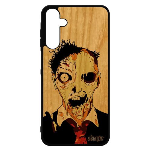 Coque silicone Galaxy A15 4G 5G bois mort vivant portable cover horreur fin du monde revenant case squelette Orange zombie Samsung