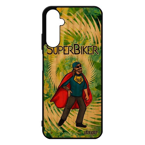Coque Samsung A05s En Bois Naturel Silicone Super Biker Motard Comics Cadeau De Noel Case Bd Comique Housse Drole Texte Motif Galaxy