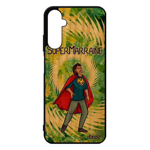 Coque En Bois Veritable Silicone Pour Samsung A05s Super Marraine Heros Comics Naissance Fille Cadeau De Noel Personnalisé Bd Galaxy