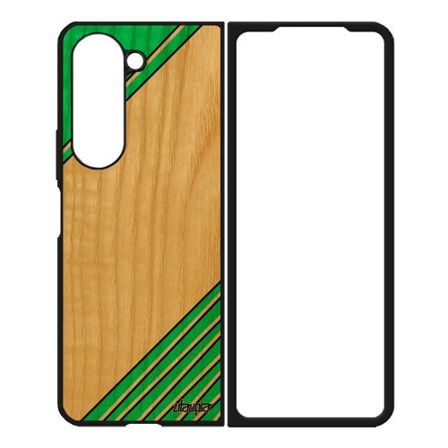 Coque Moderne Samsung Z Fold 5 En Vrai Bois Silicone Triangle Design Effet Geometrique De Protection Motif Fond Fait Main Tpu Galaxy