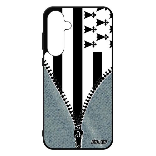 Coque Silicone Samsung A55 5g Drapeau Bretagne Breton Basket Foot Gel Gwenn Ha Du Football Mobile Region Jeans Made In France Galaxy