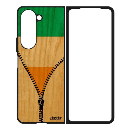 Coque Bois Silicone Drapeau Cote D'ivoire Ivoirien Galaxy Z Fold 5 Foot Jo Rigide Etui Basket Coupe Du Monde Can Football De Samsung