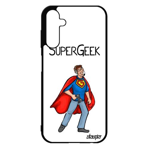 Coque Pour Samsung A25 5g Silicone Super Geek Humour Nerd Console Jeux Video Noir Dessin Blanc Sm-A256b/Ds Play Comique Heros Galaxy