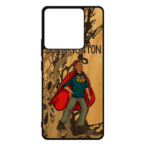 Coque Super Tonton Redmi Note 13 Pro 5g Bois Veritable Silicone Heros Humour Drole Comique Bebe Comics Motif Gris Antichoc De Xiaomi