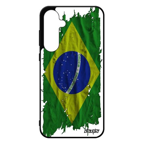 Coque Samsung Galaxy A55 5g Silicone Drapeau Bresil Bresilien 4g Jeux Olympiques Copa America Coupe Du Monde Souple Foot Tissu Jo De