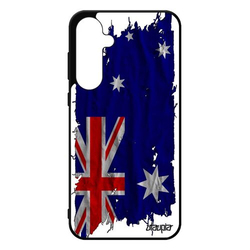 Coque En Silicone Samsung Galaxy A55 5g Drapeau Australie Australien Noir Rugby Gel Jeux Olympiques Foot Jo Tissu Football Portable