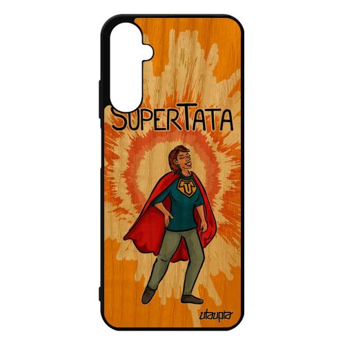 Coque A05S en bois silicone super tata enfant portable drole antichoc humoristique comics orange motif smartphone bd Samsung galaxy