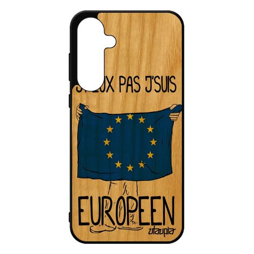 Coque Bois Silicone Samsung A55 5g J'peux Pas J'suis Europeen Bumper Housse 4g Humour Case Drapeau Europe Union Europeenne De Galaxy