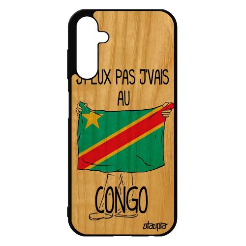 Coque En Bois J'peux Pas J'vais Au Congo Samsung A25 5g Et Silicone Coupe D'afrique Can Foot Humour Noir Bumper Football Etui Galaxy
