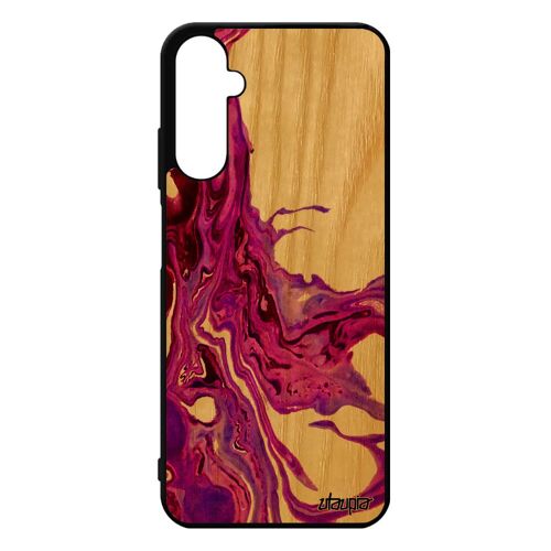 Coque Bois Galaxy A05s Silicone Peinture Contemporain Acrylique Portable Fond Violet Etui Rigide Effet Authentique Telephone Samsung