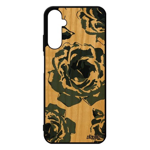 Coque Samsung A05s Bois Silicone Rose Fleur De Protection Cadeau Fete Des Meres Romantique Case Floral Amour Eternelle Gris Galaxy