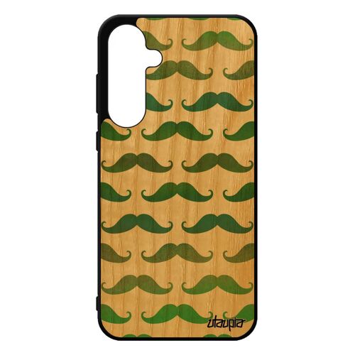 Coque Silicone Samsung A55 5g Bois Moustache Chapeau Melon Vintage Pipe Cover Homme Motif De Protection Peinture Case Couleur Galaxy