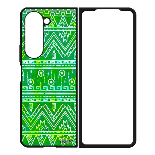 Coque Silicone Motif Azteque Galaxy Z Fold 5 Case Dessin Antichoc Tribal Fantaisie Vert Sm-F946u Frise Gel De Made In France Samsung