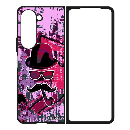 Coque Rigide Z Fold 5 En Silicone Monsieur Moustache Pipe De Protection Vintage Rose Peinture Graf Telephone Original Samsung Galaxy