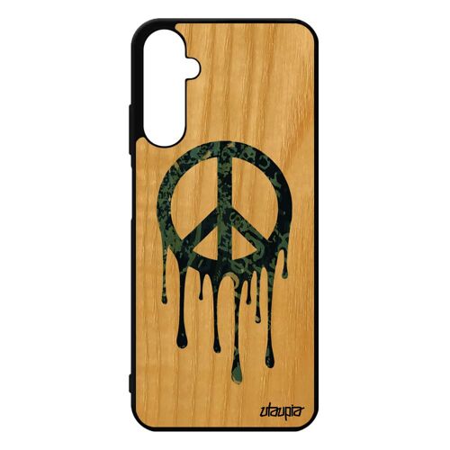 Coque Silicone Samsung A05s Bois Peace And Love Portable Peinture Smartphone Cover Homme Symbole Rasta De Protection Graffiti Galaxy