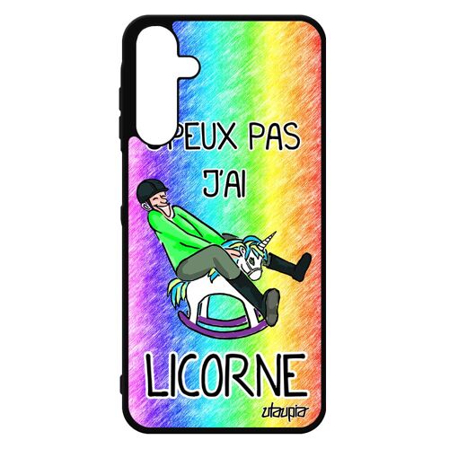 Coque Pour Samsung Galaxy A15 4g 5g Silicone Humour J'peux Pas J'ai Licorne Humour Drole Arc En Ciel Personnalisé Cheval Bd Vert De