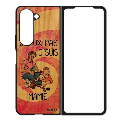 Coque Galaxy Z Fold 5 Bois Silicone Humour J'peux Pas J'suis Mamie Jpeux Drole Telephone Grand Mere De Protection Rose Mamy Samsung