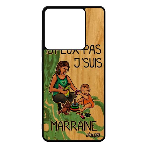 Coque Redmi Note 13 Pro 5g Vrai Bois Silicone J'peux Pas J'suis Marraine Bebe Je Jpeux Portable Dessin Comique Rigide Drole Xiaomi