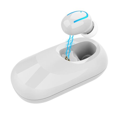 [Bluetooth 5.0] Mini écouteur Intra-auriculaire Portable à Charge Solaire sans Fil avec Boite de Charge Solaire, Blanc