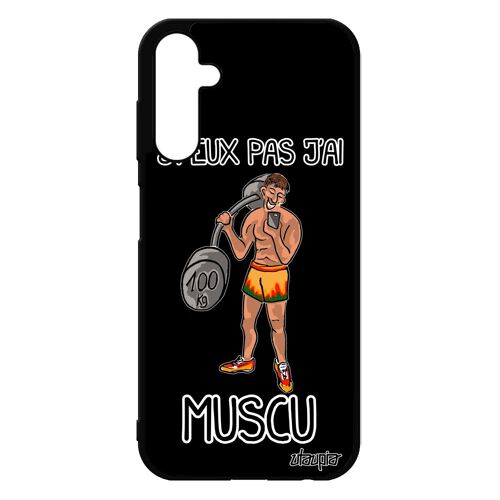 Coque Silicone Pour Samsung Galaxy A25 5g J'peux Pas J'ai Muscu Comique Noir Solide Sport Musculation Alu Humoristique Bd Humour De