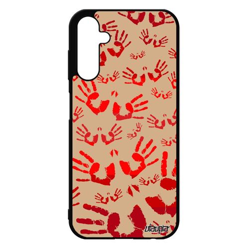 Coque En Silicone Empreinte Main Pour A25 5g Petites Cadeau De Noel Trace De Peinture Aluminium Portable Doigt Noir Samsung Galaxy