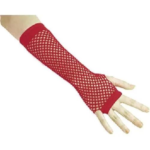 Gants Mitaines Longues Résille Rouge - P'tit Clown - Taille Unique Adulte - Mixte