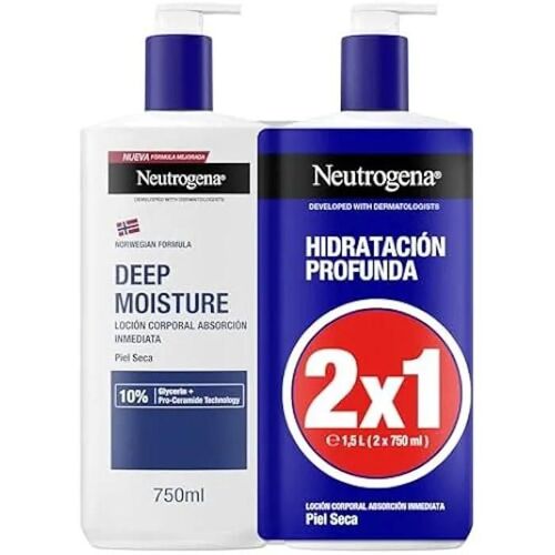 Lotion Hydratante - Neutrogena - Deep Hydration - 2 X 750ml - Peaux Sèches - Sans Parabène 